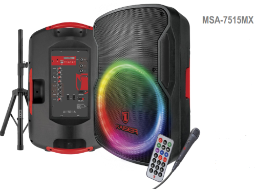 BAFLE REC 15" 30,000W PMPO MSA7515MX C/TRIPIÉ Y MICROFONO